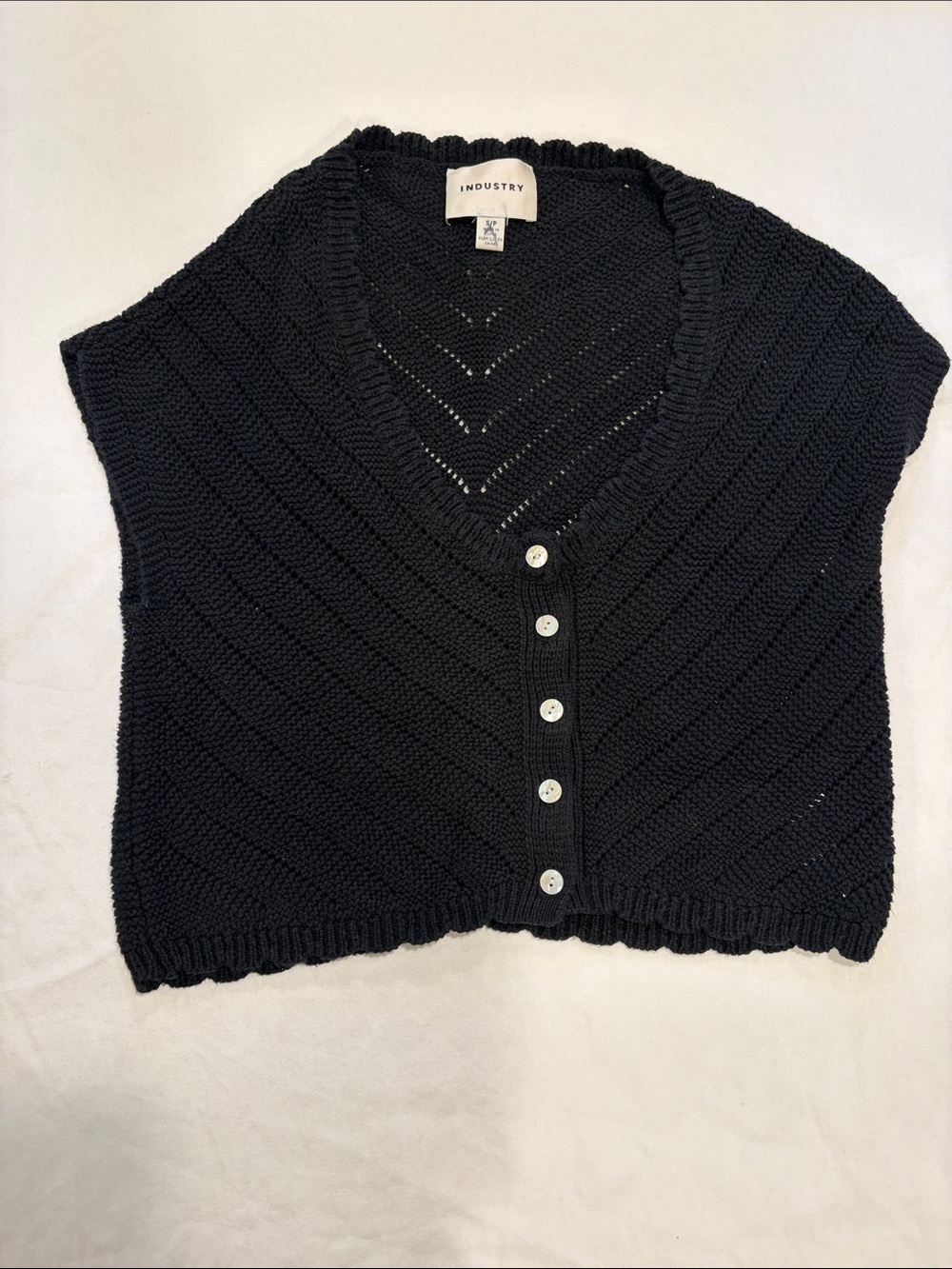 Industry Black Knit Button-Front Sweater Vest